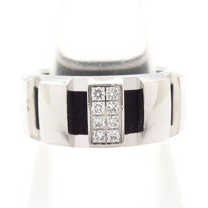 Chaumet Class One Ring 18K White Gold Diamond Black Rubber